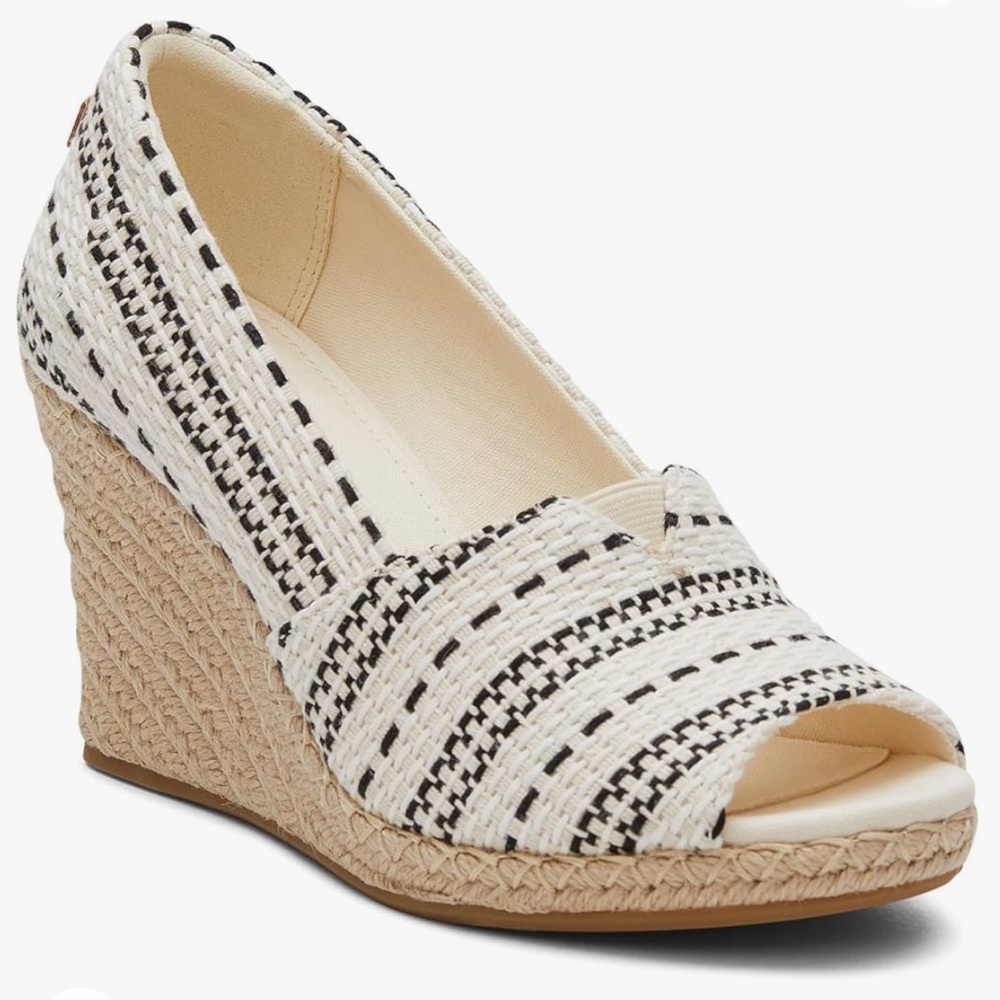NWOT- Toms Michelle Open Toe Espadrille Wedge Size 6.5